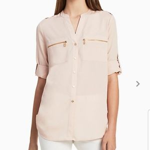 Pink Calvin Klein Button Down Blouse Size Medium